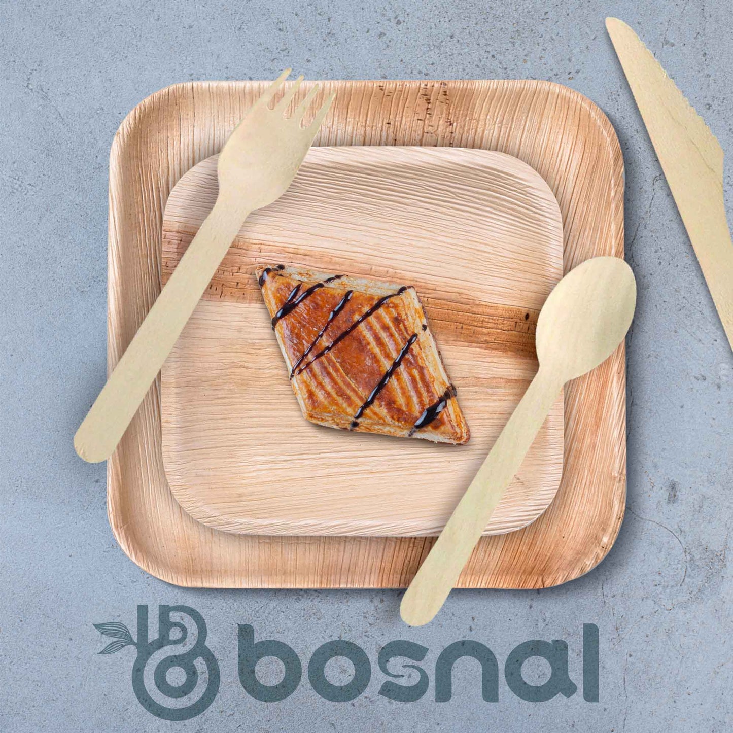 Palm Leaf Biodegradable 10" & 7" Square Plates with Cutlery Combo (25 pcs each of Plates, Spoons, Knives, 50 Forks), Eco-Friendly, Disposable Dinnerware for Parties, Weddings & Events