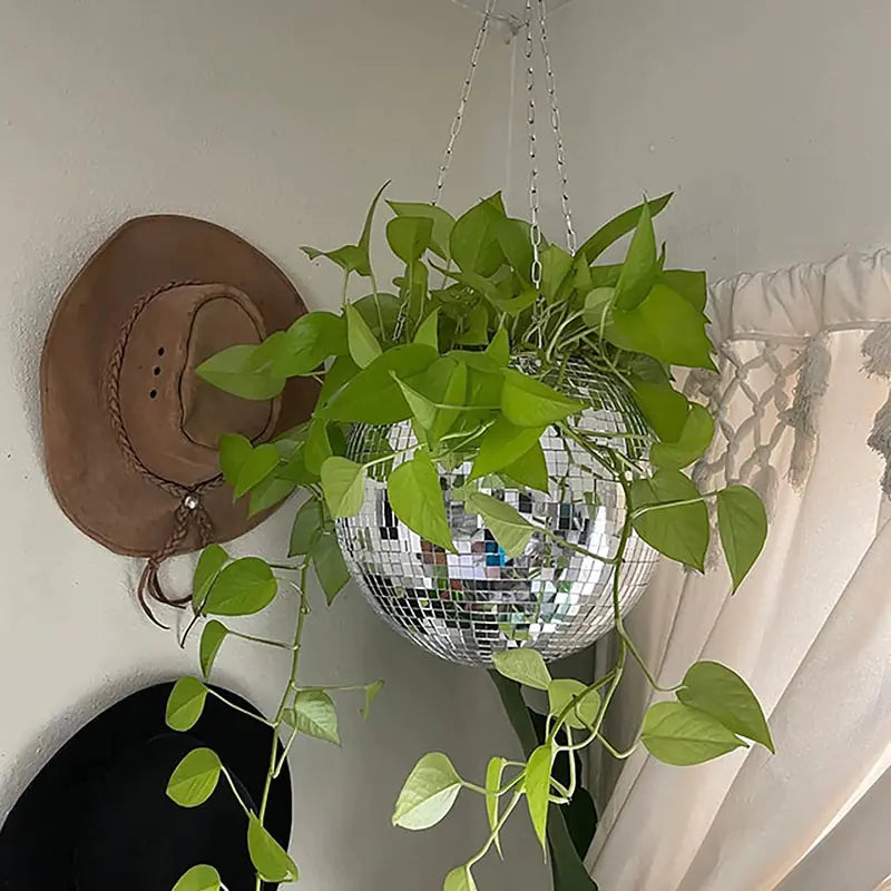 Disco Ball Flower Hanging Planter