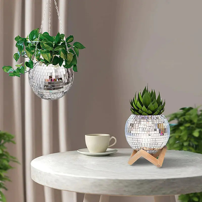 Disco Ball Flower Hanging Planter
