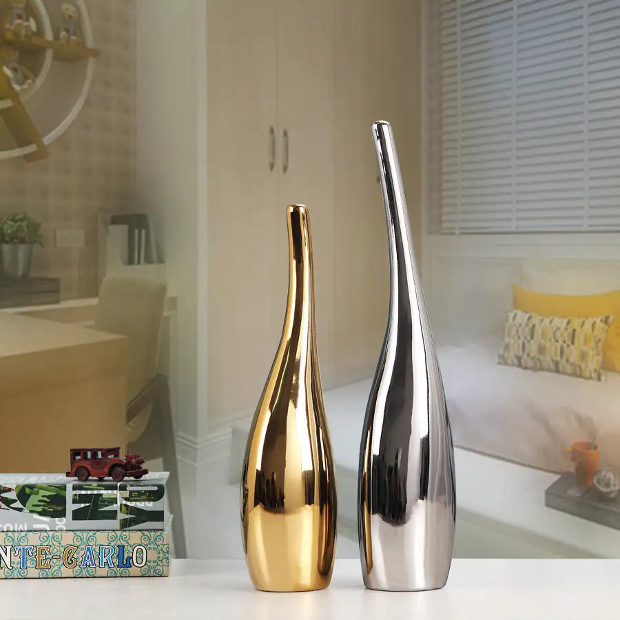 Gold and Silver Plating Ceramic Vases