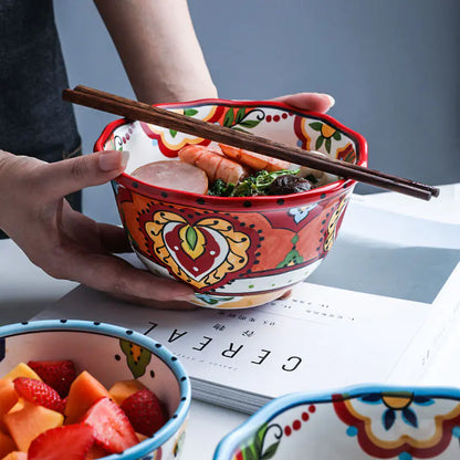Bohemian Hand-Painted Ceramic Bowls