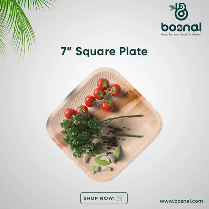 Palm Leaf Biodegradable 10" & 7" Square Plates with Cutlery Combo (25 pcs each of Plates, Spoons, Knives, 50 Forks), Eco-Friendly, Disposable Dinnerware for Parties, Weddings & Events