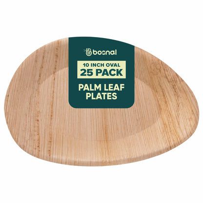 Bosnal - Palm Leaf Biodegradable Plates, 10 inch, Oval
