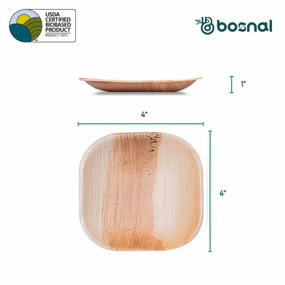Bosnal - Palm Leaf Biodegradable Plates, 4 inch, Square