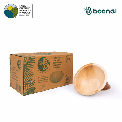 Bosnal - Palm Leaf Bowl, 6 inch, Round , 25 Pcs
