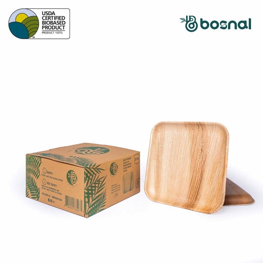 Bosnal - Palm Leaf Biodegradable Plates, 10 inch, Square