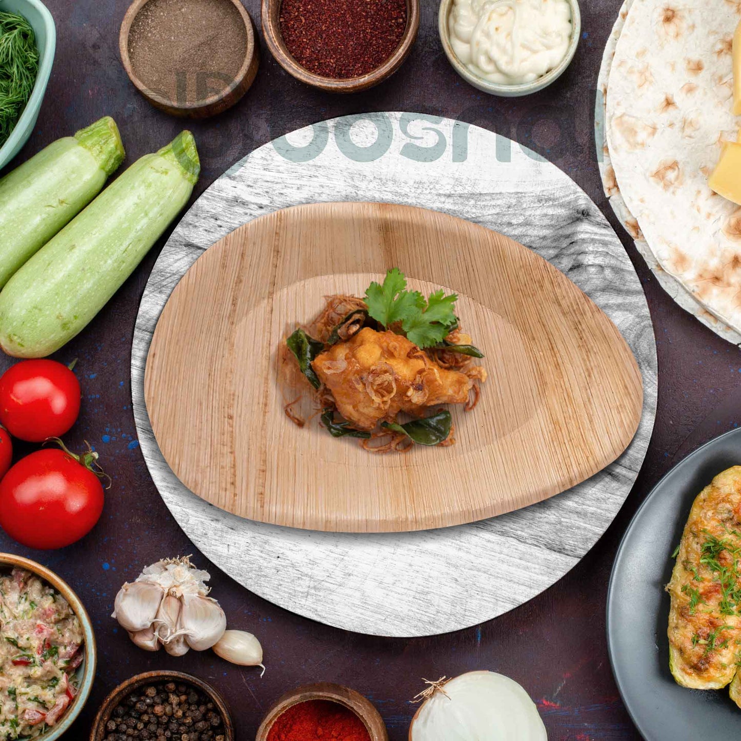 Bosnal - Palm Leaf Biodegradable Plates, 10 inch, Oval