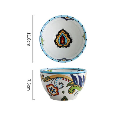 Bohemian Hand-Painted Ceramic Bowls