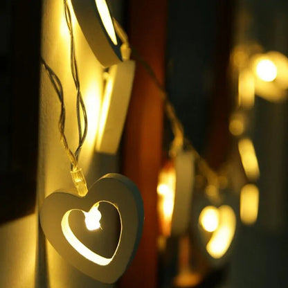 Wooden Heart Shape LED String Lights