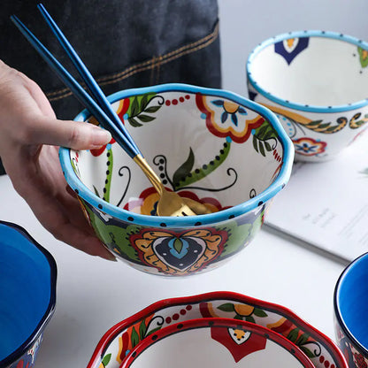 Bohemian Hand-Painted Ceramic Bowls