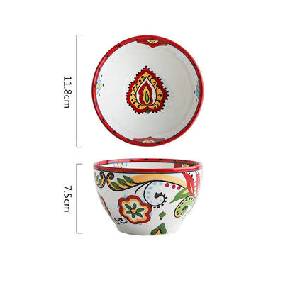 Bohemian Hand-Painted Ceramic Bowls