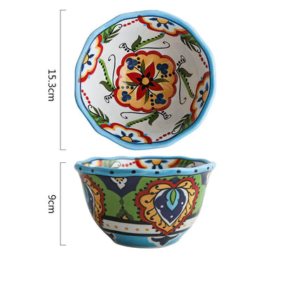 Bohemian Hand-Painted Ceramic Bowls