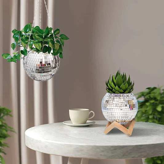 Disco Ball Flower Hanging Planter