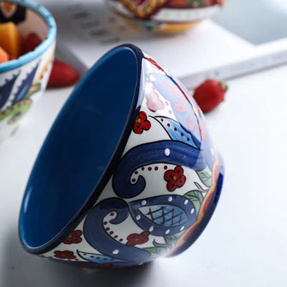 Bohemian Hand-Painted Ceramic Bowls