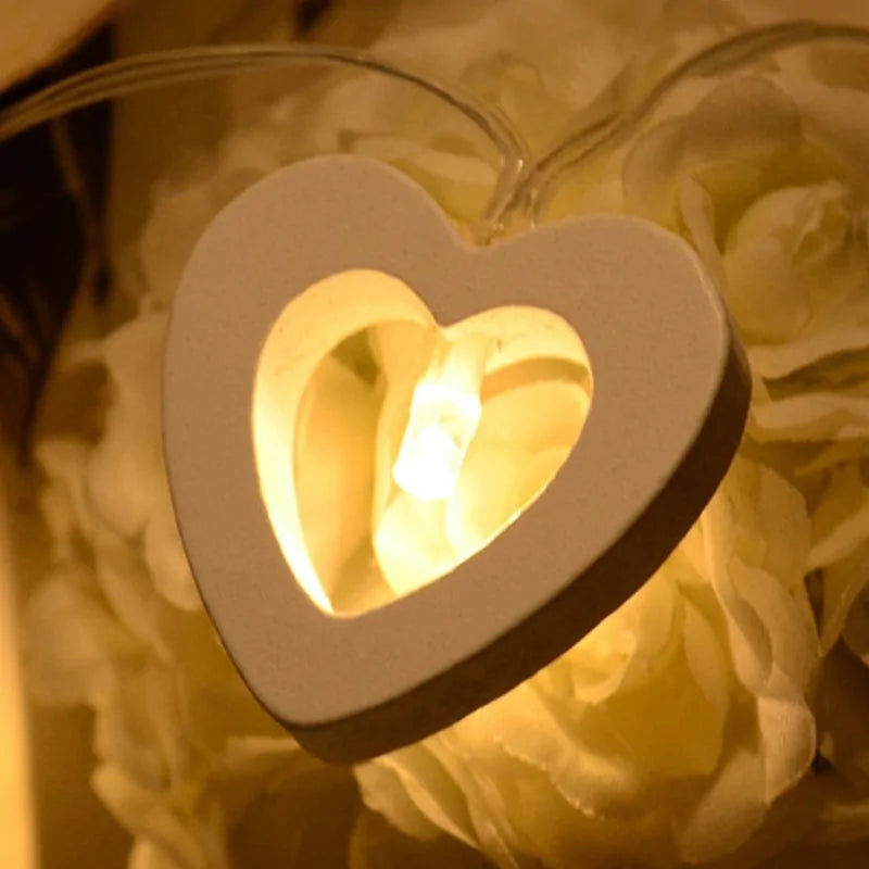 Wooden Heart Shape LED String Lights